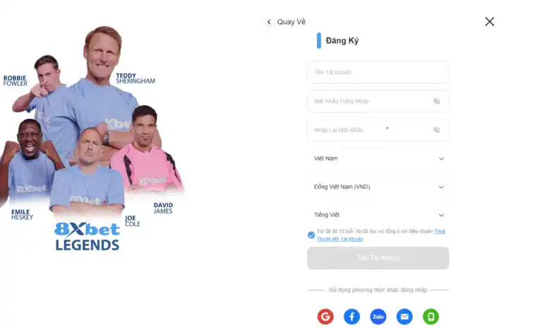 Đăng ký tài khoản 8XBET với vài thao tác cơ bản