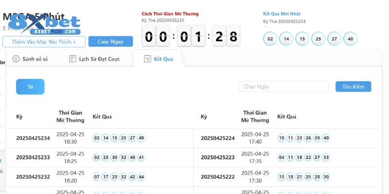 Xổ số 8xbet Mega 645 được yêu thích